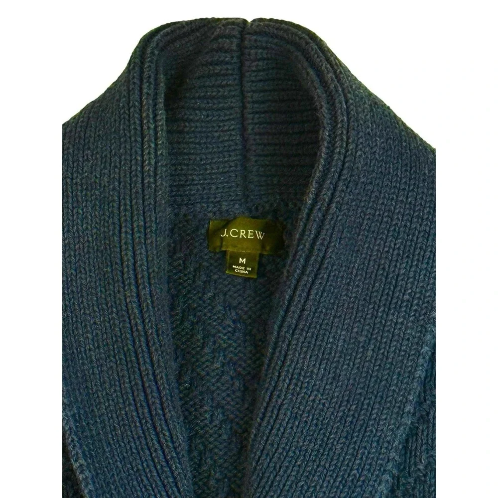 J.Crew Men’s Navy Blue Cotton Textured Knit Shawl Collar Cardigan Sweater M